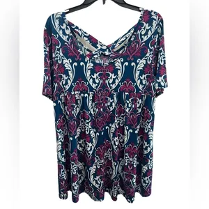 Paisley Crisscross Back Shortsleeve Tunic Top thumbnail 2