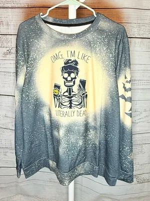 Blue and White Graphic Skeleton Sweatshirt Size 2X thumbnail 1
