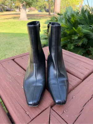 LOFT Black Squared Pointy Toe Kitten Heel Ankle Boots Size 7 MSRP $139 thumbnail 3