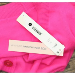 NWT Aqua Womens Front Button Cashmere V-Neck Cardigan Sweater V10337 Neon Pink M thumbnail 10