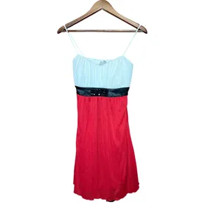 Sweet Storm Women Large Colorblock Mini Dress Red‎ Black Studded Empire Waist thumbnail 2