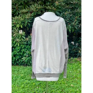 Easel L Oversized Neutral Colorblock Slouchy Lightweight Sweatshirt thumbnail 2