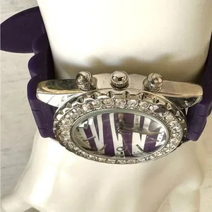 Bréda zebra rhinestone watch with purple band thumbnail 4