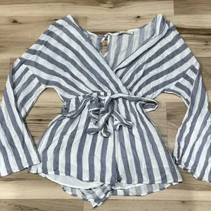 The Impeccable Pig Blue White Striped Romper Women’s Medium thumbnail 4