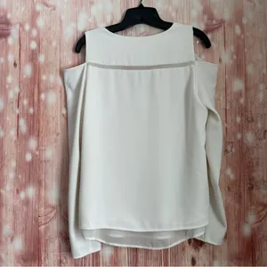 Cooper & Ella White V Neck Cold Shoulder Long Sleeve Double Layer Blouse Size M thumbnail 9