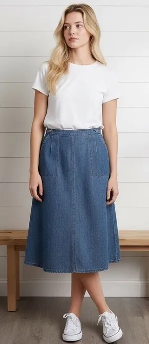 Vintage Levis Denim Wrap Skirt A-Line 70s 80s Cottagecore Coquette Romantic Boho thumbnail 1