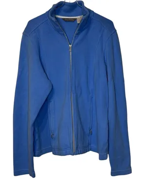 Tommy Bahama Womens Blue Full Zip Mockneck Fleece Jacket Stretch XL TW5192 thumbnail 1
