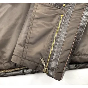 Aldo Leather Nylon Moto Jacket Coat Men Size Large Wool Blend Herringbone Lining thumbnail 8