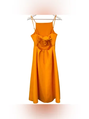 ASOS NWT Orange Fit & Flare Pleated Midi Dress Size 2 Women's thumbnail 5