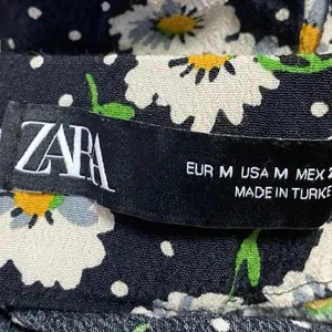 Zara Women's Black Floral Polka Dots High Rise Cropped Trousers Pants Size M thumbnail 4