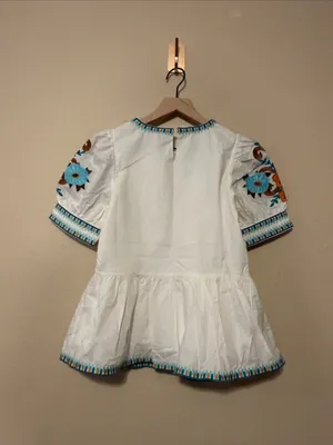 Avara Eileen White Embroidered Peplum Top Size XS NWT thumbnail 9