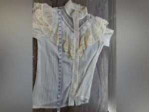70s Gunne Sax Gauze Edwardian Lace Ruffle Blouse Victorian‎ size 11 - small thumbnail 6