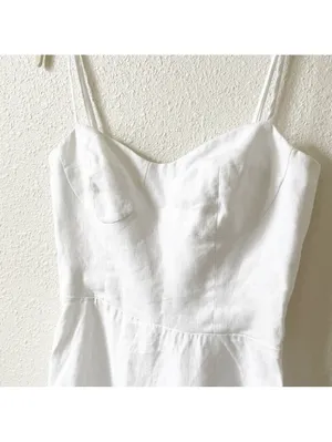 Reformation Mariana Mini Dress Women Size 8 White Linen Ruffle Coastal Bridal thumbnail 3
