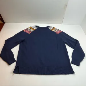 Old Navy Women Navy‎ Blue Fair Isle Long Sleeves Knit Pullover Sweater XL Tall thumbnail 9