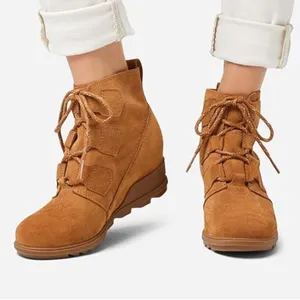 Sorel Women’s Evie Lace-Up Waterproof Suede Ankle Bootie Casual in Beige 7.5 thumbnail 2