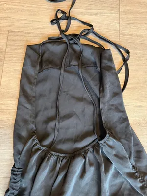 SheIn Black Satin Halter Dress with Side Ruching /Festival/ Summer night dress thumbnail 6