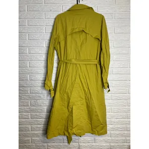 Soft Surroundings Trench Coat Womens Medium Yellow‎ Excellent Cotton Belted Long thumbnail 4