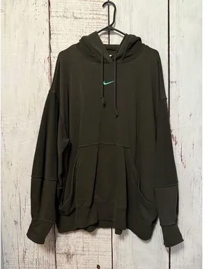 Nike Modern Fleece Oversize Hoodie Sequoia Green Center Swoosh Essential Size XL thumbnail 1