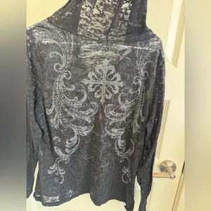 Seven7 See-Through Hooded Graphic Top thumbnail 4