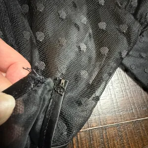 Nuit Midi Dress Womens S Black Swiss Dot Sequin Embroidered VTG Cocktail Goth thumbnail 9