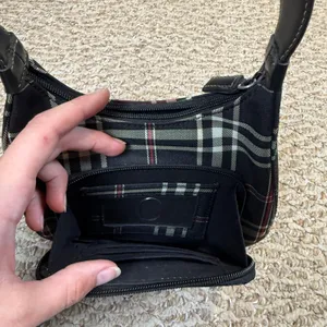 VTG Nine West Black Plaid Shoulder Bag Organizer Mini Purse Y2K Style Punk thumbnail 3