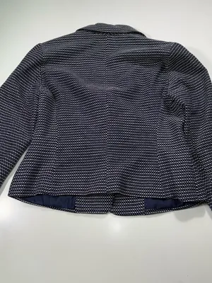 Cynthia Rowley 100% Cotton Cropped Navy Textured Single-Button Blazer thumbnail 8