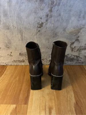 Aldo Dark Brown Faux-Croc Ankle Booties with Square Toe Women’s Size 8 thumbnail 3
