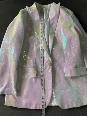 Women’s Iridescent White Sequin Shorts Suit Set Party Festival Size L NWT thumbnail 7