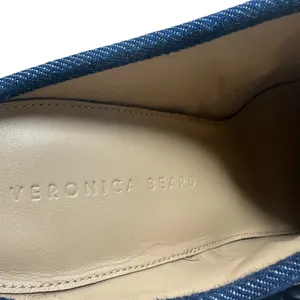Veronica Beard Dacey Denim Clogs Heels Studded Buckle Wood Blue‎ Size 9.5 thumbnail 15