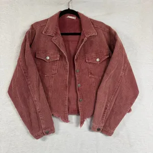Altar'd State XS Corduroy Crop Jacket Pink Raw Hem Boho Autumn Western Cowgirl thumbnail 1