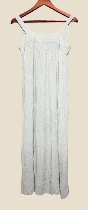 Lilyful Maxi Dress Women Small Sage Green Excellent Tie Back Crinkle Gauze D5756 thumbnail 1