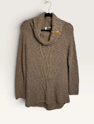 Moth Anthropologie cowl neck brown knitted sweater boho western small thumbnail 1