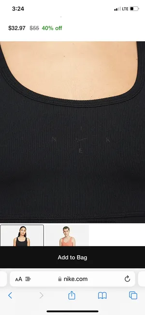 Nike One Luxe Black Ribbed Sports Bra Tank thumbnail 4