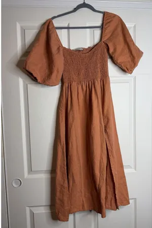 Turquoise Lane The Label Orange Linen Dress ASO Isabelle Mathers Summer Balloon thumbnail 1