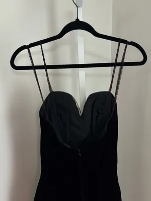 Climax by Karen Okada for David Howard VTG Gold Burgundy Velvet Strapless Dress thumbnail 6