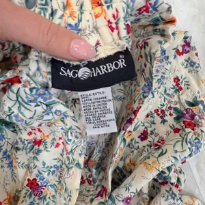 Sag Harbor Vintage Floral Button Front Midi Skirt Cream Rayon Cottagecore Large thumbnail 3