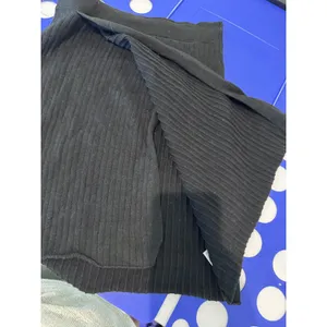 Free People Ribbed Mini‎ Skirt Women XS Black Faux Wrap Minimalist Dark Academia thumbnail 6