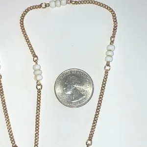 Vintage Gold Tone & White Beaded Boho Dainty Necklace thumbnail 4