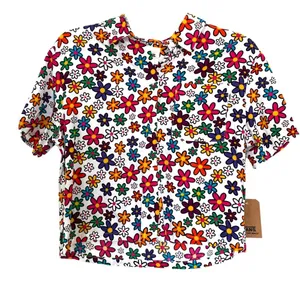 Vans Daisy Stacked Colorful Retro Short Sleeve Button-Up Shirt Size S thumbnail 1
