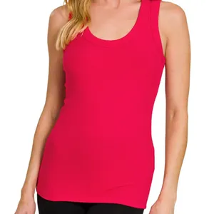 Zenana Ribbed Scoop‎ Neck Tank Top thumbnail 1