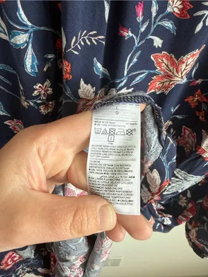 Old Navy Navy Floral Peasant Dress Women's Large Boho Keyhole Rayon Mini thumbnail 9
