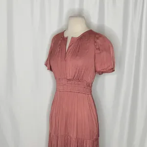 ANTHROPOLOGIE Somerset Satin Maxi Dress Rose Pink Mauve X-Small Petite XSP thumbnail 8