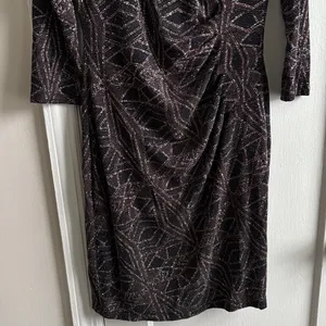 Anne Klein Black and Brown Patterned Long Sleeve Dress thumbnail 4