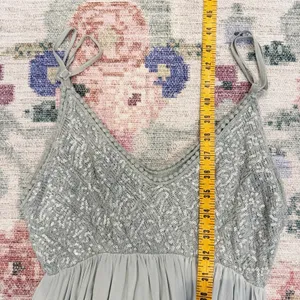Scandal Italy Sage Green Sequin Midi Dress Medium Fairy Ethereal Empire‎ Waist thumbnail 6