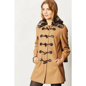 Anthropologie ELEVENSES‎ Melton Wool Toggle Coat Leopard Fur Collar Size 2 thumbnail 5
