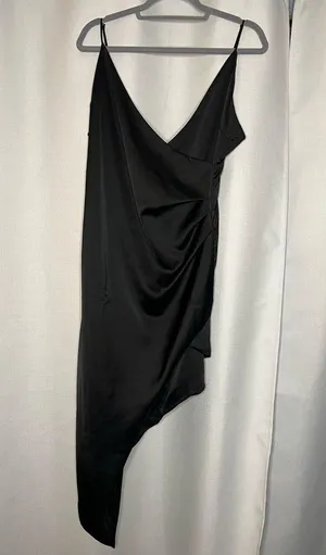 Cotton Candy LA Black Satin Asymmetrical Dress Large thumbnail 9