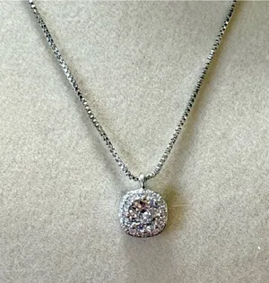 Silver Tone Cubic Zirconia Pendant With Chain Necklace New thumbnail 1