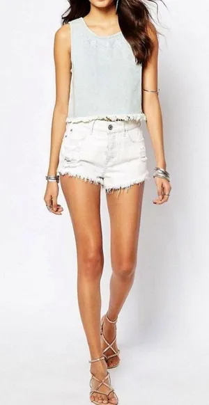 NEW Somedays Lovin' Moku Denim Crop Top Distressed thumbnail 6
