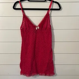 Victorias Secret Red Lace Camisole Sz Lg Bin 🔵 thumbnail 1