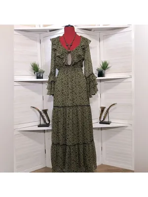 Misa LosAngeles Dress chiffon Green Dot Ruffle whimsigoth fairy festival boho XS thumbnail 3